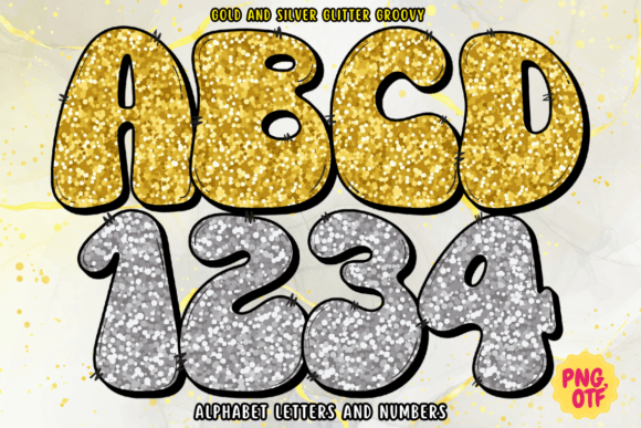 Gold and Silver Glitter Groovy Font Adds Sparkle to Editorial Design